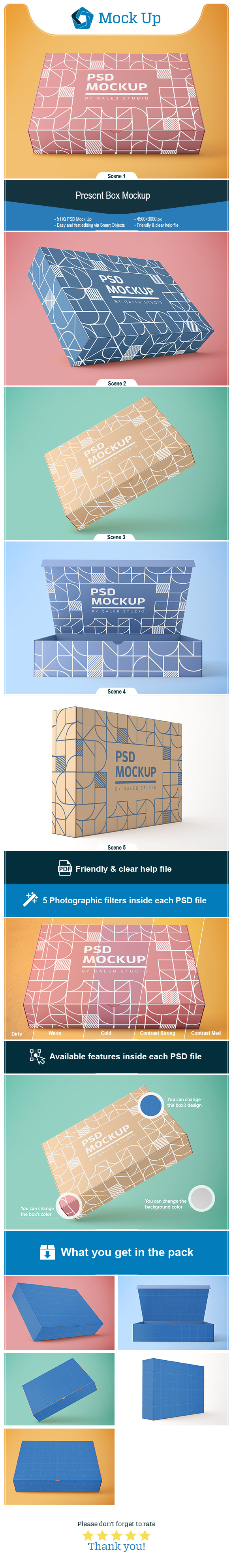 box business container decoration delivery gift Mockup package present psd