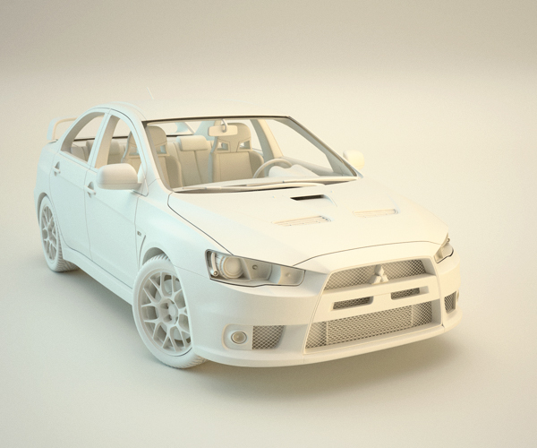 car  3d  render lighting model Evo 3D Render