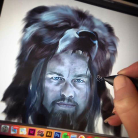 the revenant film poster poster movie poster digital painting bear winter Landscape Nature leonardo dicaprio Title cool wacom Cintiq interesting