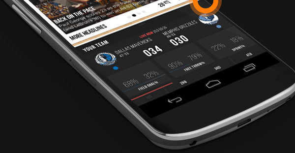 NBA basketball bball app new creative team sports sport app game tracker Box Scores UI ux Re-invision android
