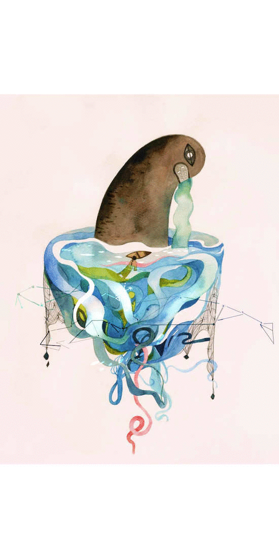 gif myth watercolor digital water sea Whale seal