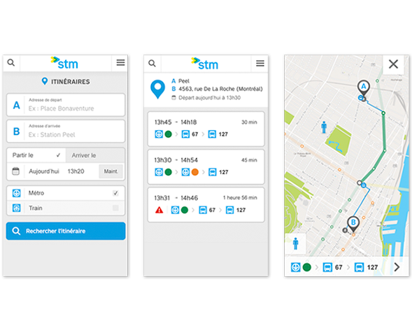 stm Montreal tp1 Web Responsive Accessibility Transports bus metro map Drupal