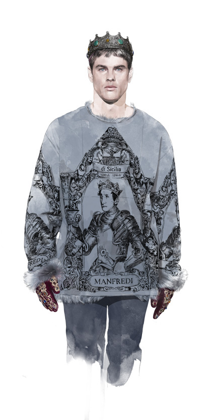 Dolce & Gabbana Menswear sketch men design model royal king knight Armour