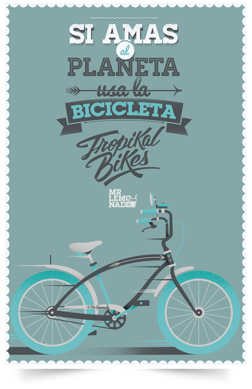 Bike guy ride bicicleta earth planet vector paseo tropikal lettering