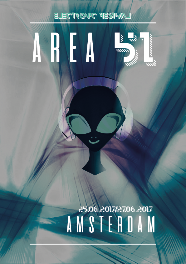adobe illustrator Adobe Photoshop aliens electronic music festival poster amsterdam techno