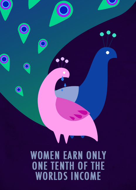 Gender equality now peacock peahen simple geometric shapes
