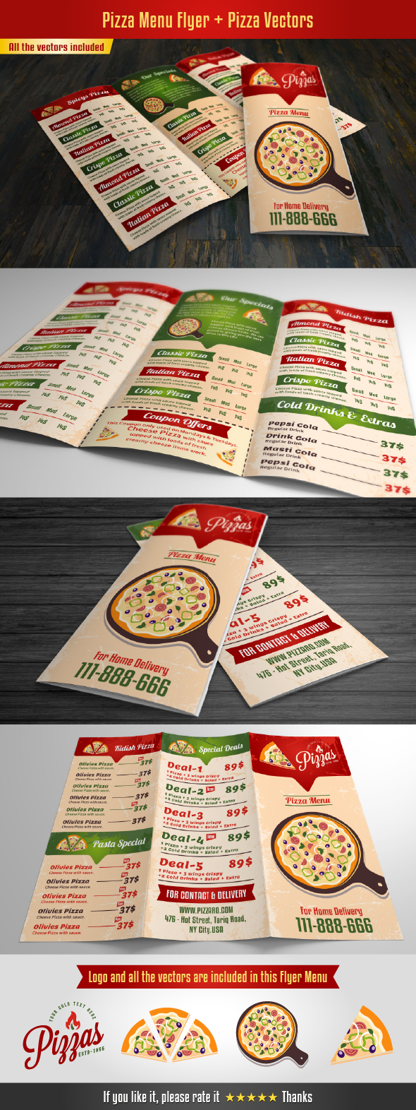 Pizza flyer print brand menu