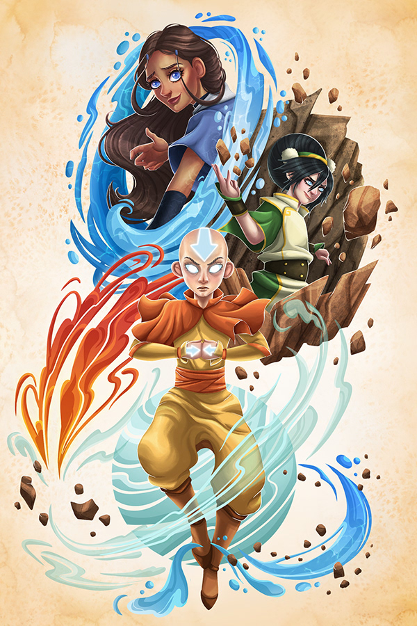 Avatar Aang Katara And Toph Fanarts For The Show Avatar The Last