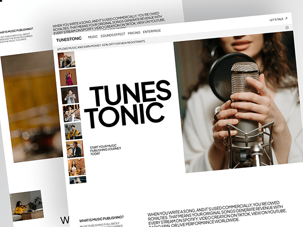 TUNESTONIC - Music Publishing Landing Page