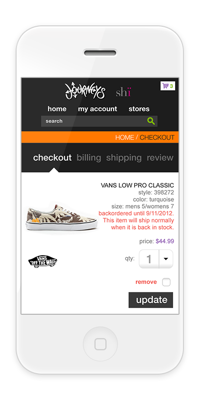 Ecommerce mobile webstore Retail footwear journeys store re-design