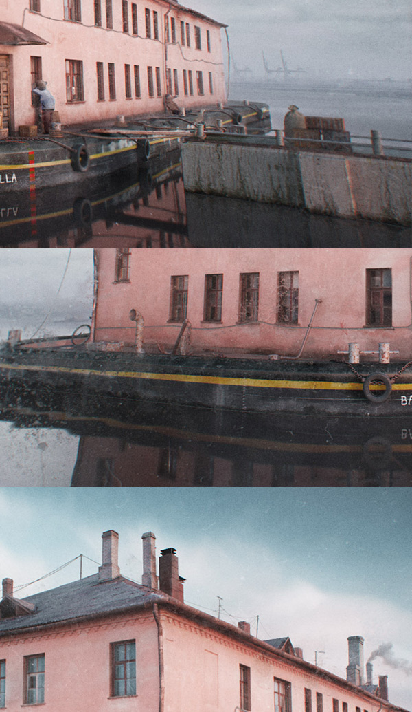 Barge ship house surrealism grunge cloudy