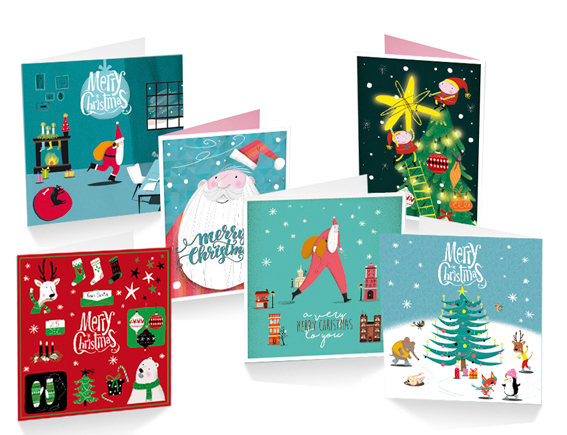 Christmas cards greeting newyear santa Santa Claus Natale ILLUSTRATION  greeting card Tree 