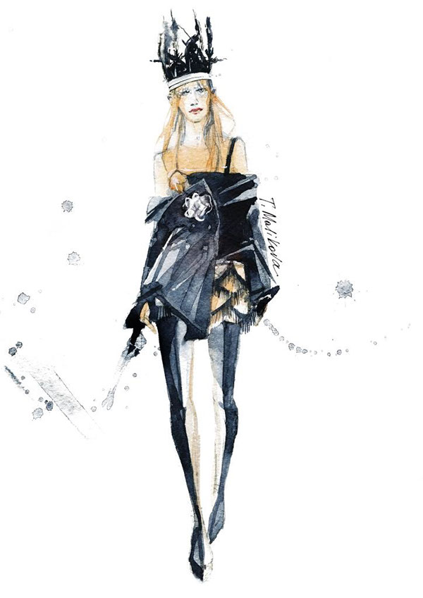 Watercolor fashion sketches on Behance