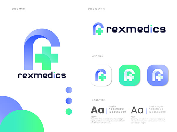 Rexmedics R Logo Design for Medical, Hospital, clinic