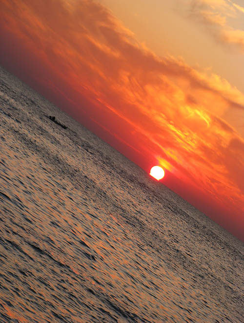 serenity  fisherman  sea  sunset  boat  water  clouds  sky  sun