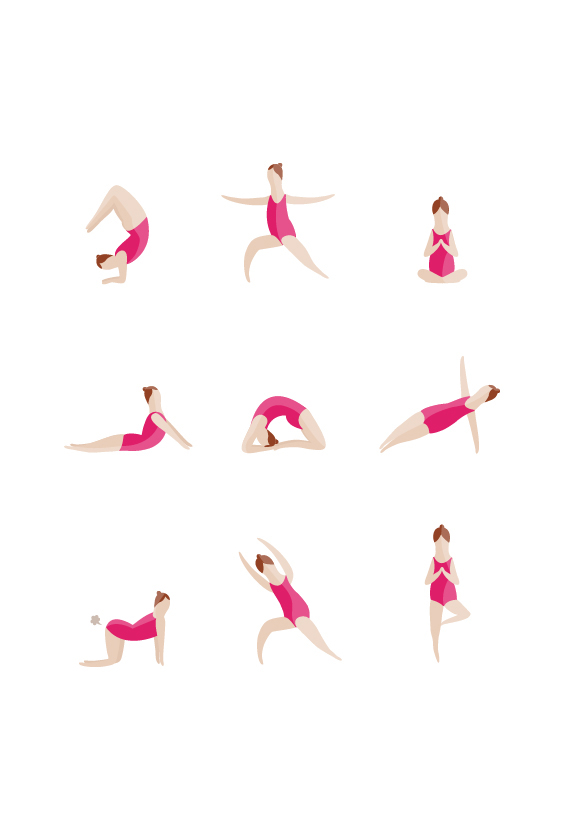 Yoga Yoga Poses illstrator yoga poster pink yoga i love yoga yoga girl funny illustration ABOUT LIFE doing yoga hot pink