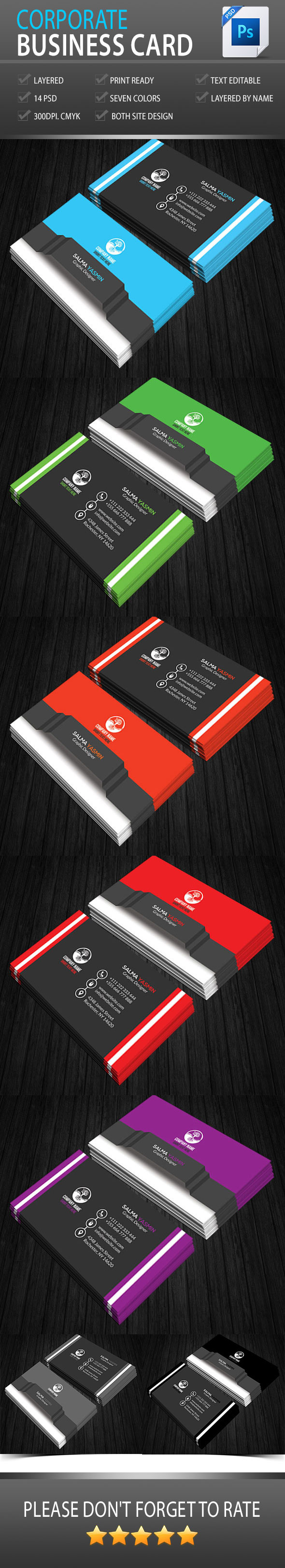 corporate business card creative multi color print ready business card