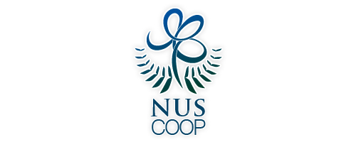 nus Coop logo identity flower Laurel wreath