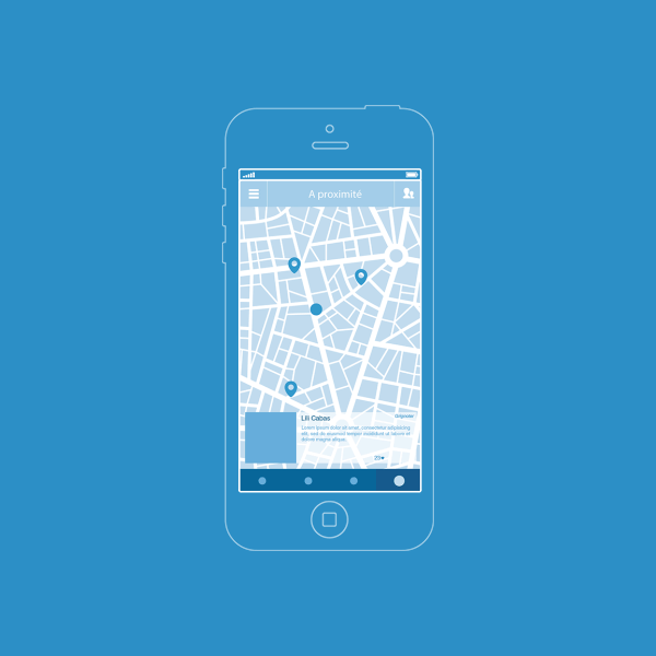 Mobile app wireframing UI ux design Conception geolocalisation