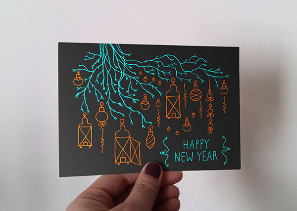 card print Christmas new year Tree  font December design hand drawn