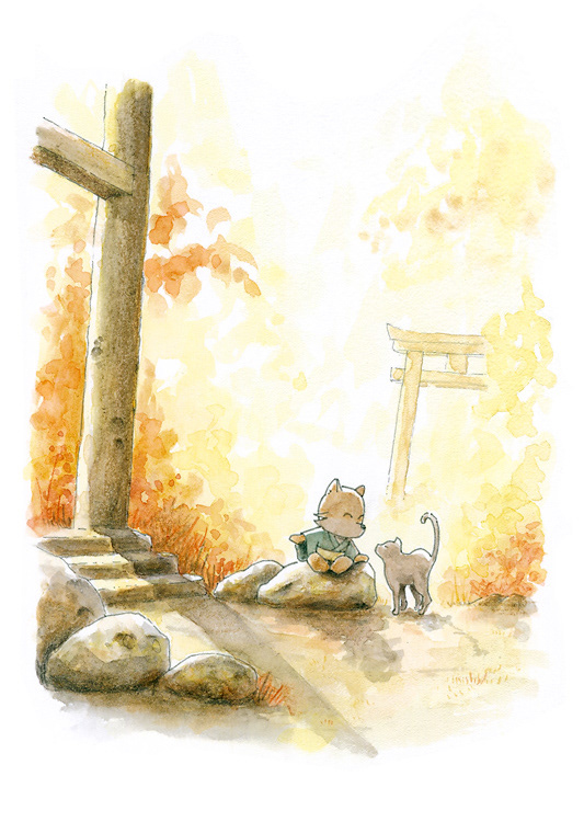 Character design  Drawing  FOX ILLUSTRATION  japan kitsune painting   TRADITIONAL ART watercolor watercolors