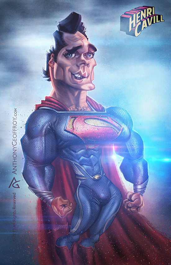 caricature   superman Man of Steel  supermen Christopher Reeve henry cavill