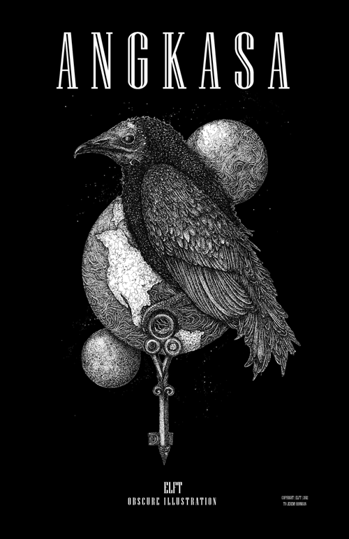 bird herring black and white dark poitilism globe