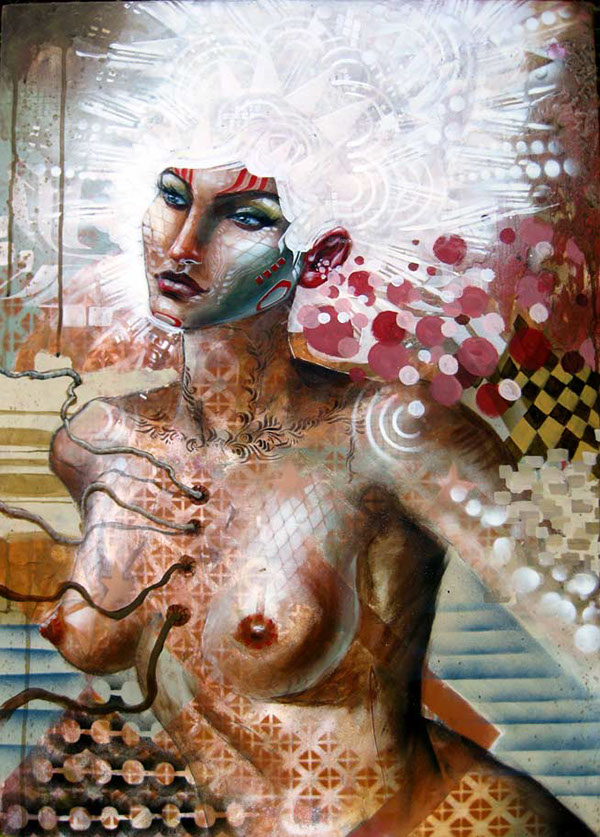 women goddess spray paint figure messy
