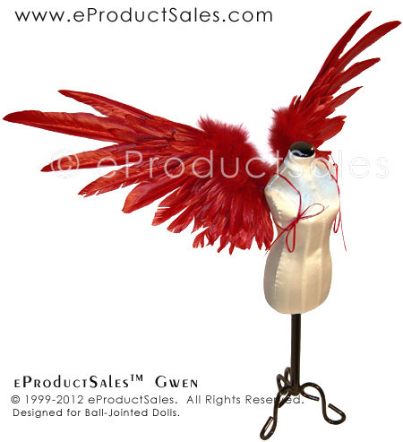 eproductsales  BJD doll figurine collector ball jointed doll art red feather angel wings accessories costume