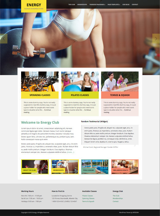 Energy WordPress Sport Theme WPzoom wp Sport Training Theme WP Yoga Theme WP Gym Theme WP Sports Centre