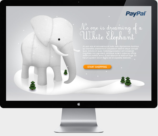 Christmas elephant snow