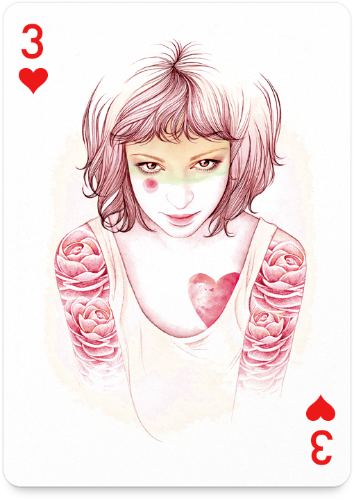 card pocker hearts Flowers tattoo