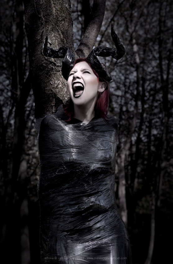 dark darkness devil gothic horror scream fear conceptual concept black White SILK blouse