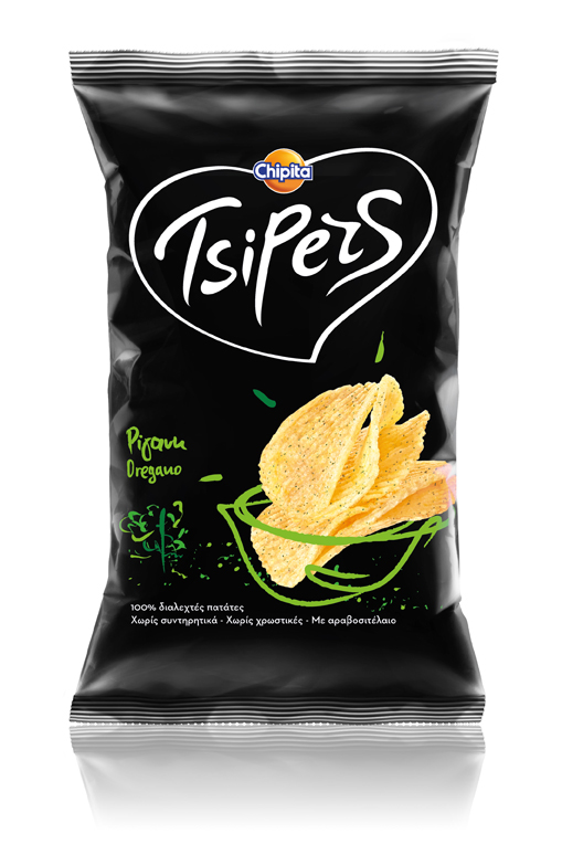 potato chips chipita spoondesign black spyros doukas Greek design snacks salted oregano chips bag
