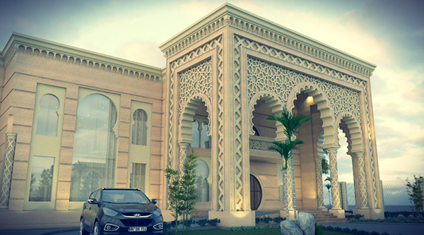 Villa SketchUP 3D V-ray Render exterior Exterior Villa  3dmax Saudi islamic arabic Style