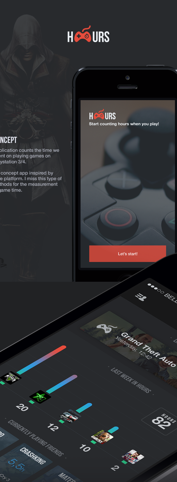 UI ux ios app mobile flat iphone Games playstation hours