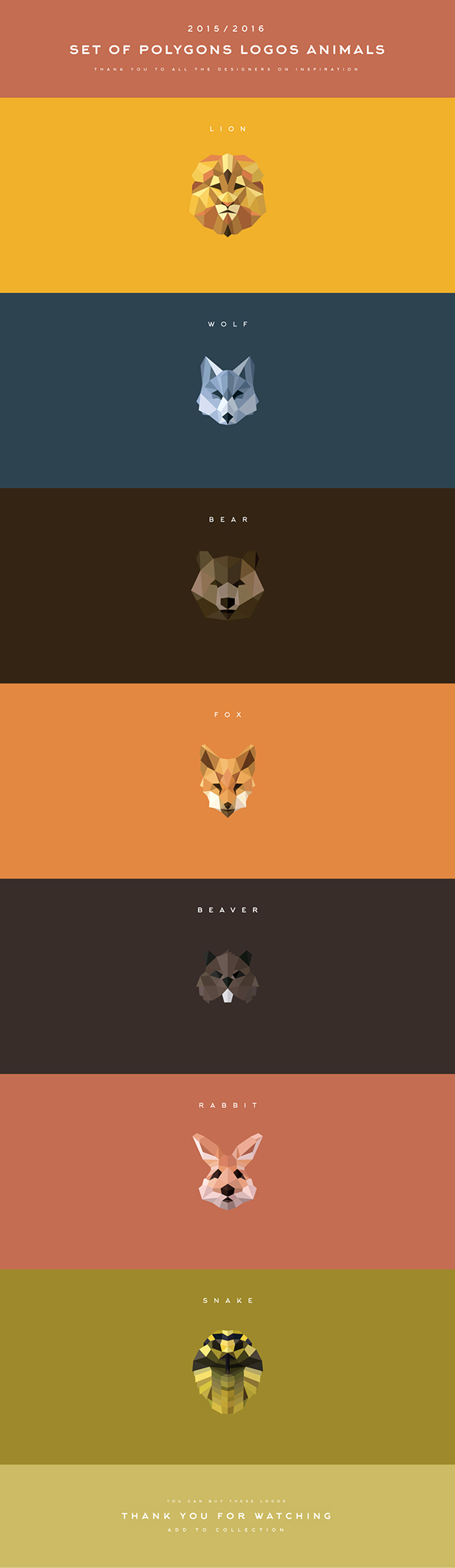 Set of Polygons Logos Animals 2015 / 2016
