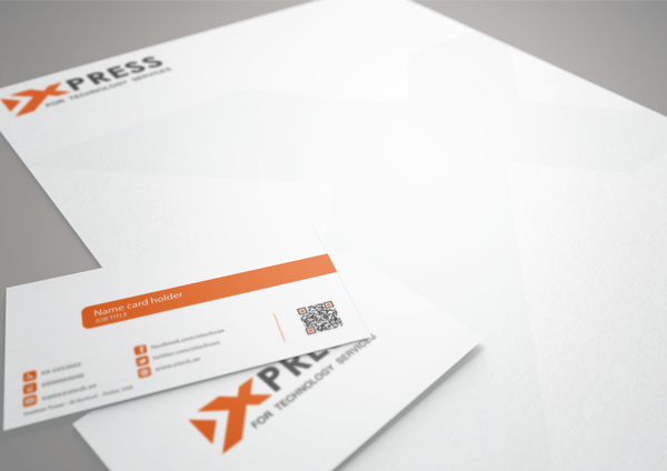 visual identity visual identity business card business card envelope letterhead express Technology xpress services logo design dubai