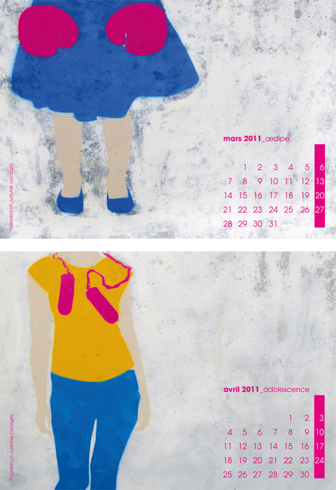 calendar woman step of life pochoir feminism pink Corporate Design Lausanne Switzerland symbols