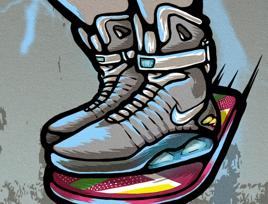 ilustracion Fan Art design future movie wacom DeLorean skate