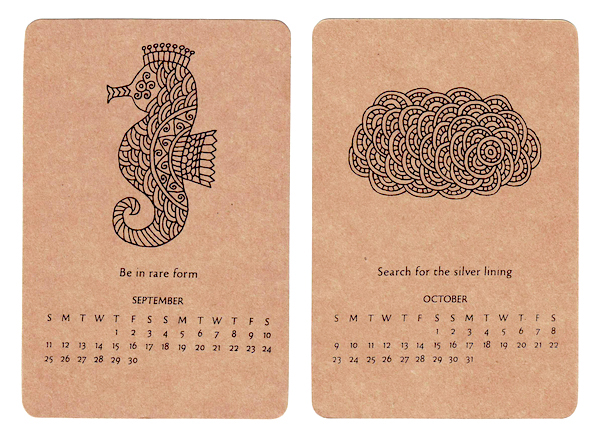 Nature earthy calendar screenprint line drawing hand drawn inspiration