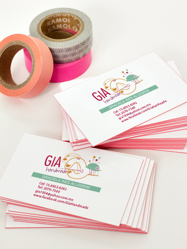 business card tarjetas personales handmade illustratated pink femenine handcraft cards logo ILLUSTRATION 