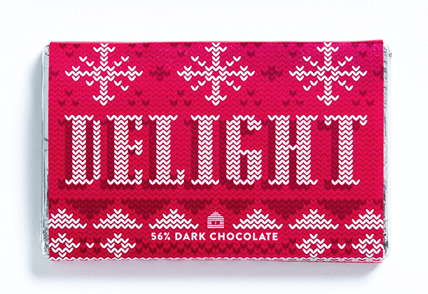 chocolate chocolate packaging Chocolate Wrapper wrapper Holiday seasonal milk chocolate dark chocolate Willoughby Christmas chocolate bar letterpress holiday card stitching Embroidery