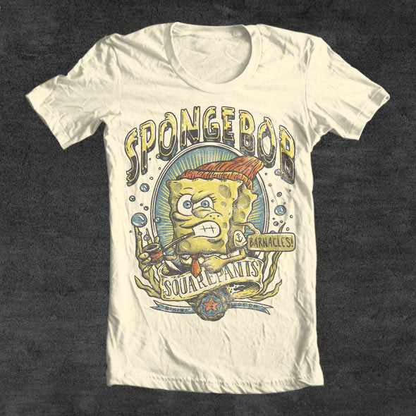 t-shirt short sleeve spongebob squarepants Spongebob Squarepants nickelodeon cartoon vintage Distressed textured Sponge Faded