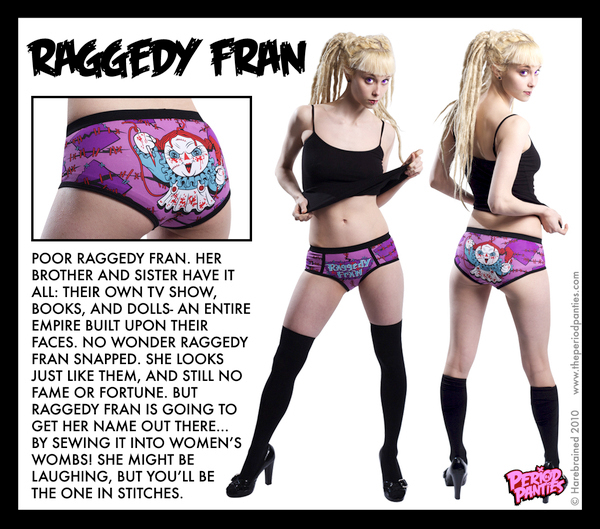 Period Panties underwear panties menstruation Aunt Flo Evil Beaver Raggedy Fran Rainbo First Blood box girls Fun
