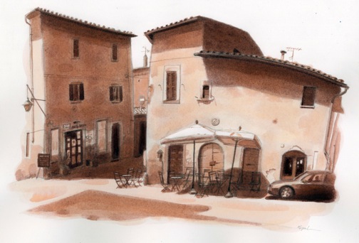 Journalistic Drawing  Italy drawings  travel drawings Fred Lynch  Viterbo Italy urban sketching