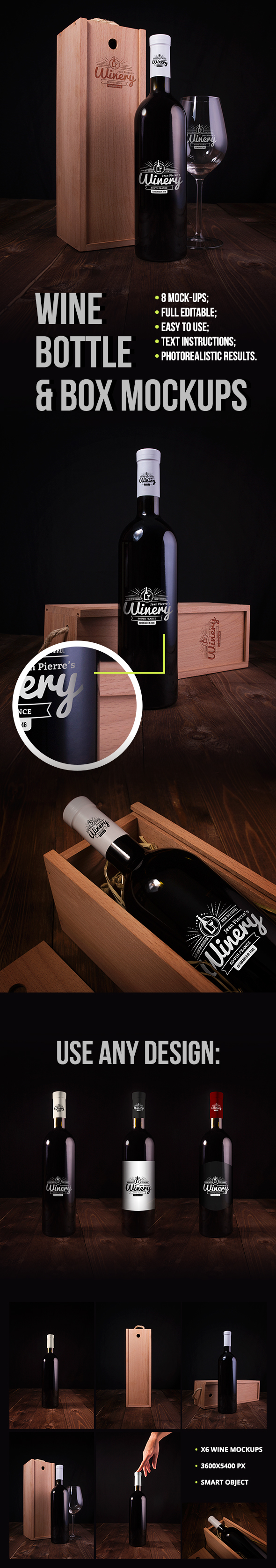 Wine Bottle and Box Mockup
