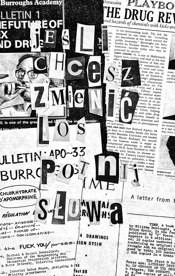 design book page Layout type text cover editorial książka księżyk Burroughs cut-up collage