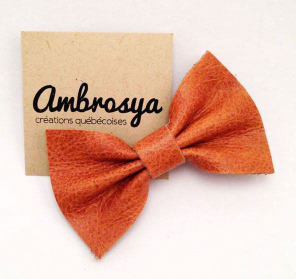 jewelry bow brand ambrosya leather logo Ambrosia québécois homemade rough feminine triangle