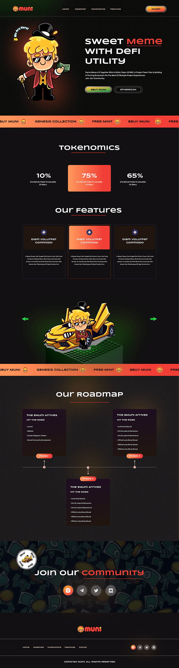 Meme coin landing page: website design